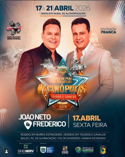 Imagem da notícia Faltam 2 dias: Festa do Peão de Alcinópolis começa sexta-feira com show de João Neto e Frederico